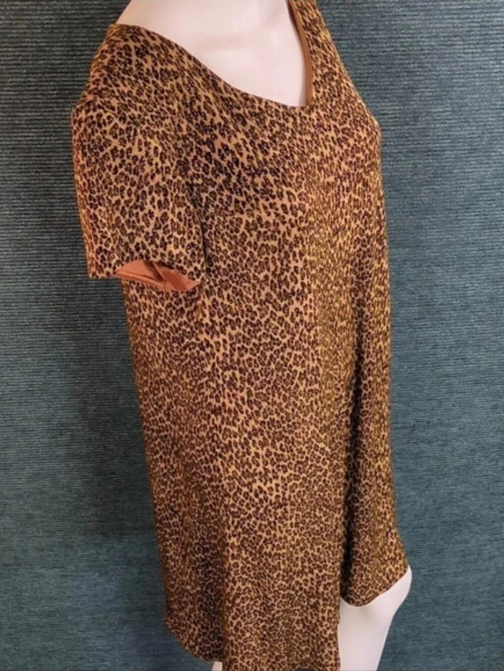 Vintage 80s Jessica Howard Glitter Leopard Print Swing Dress - Picture 7 of 12